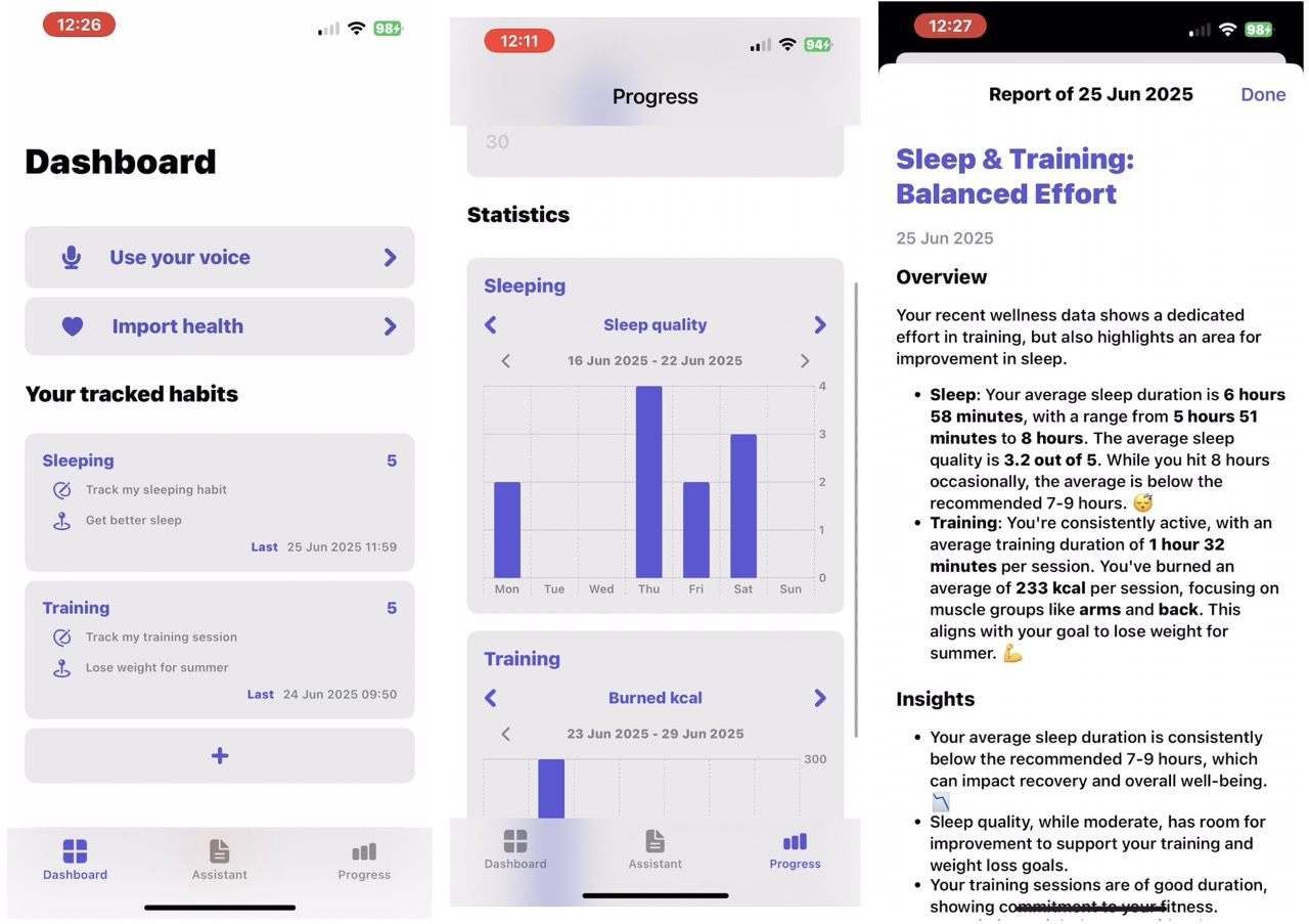 app sections screenshots
